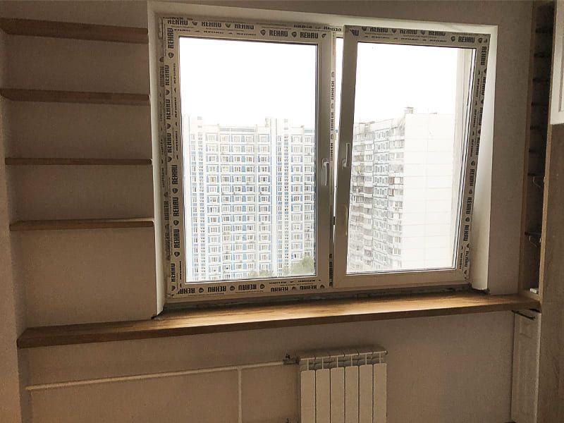 деревянный подоконник с полками на заказ